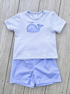 Whale Applique & Gingham Short Set - Sizes 18 mo. & 3T