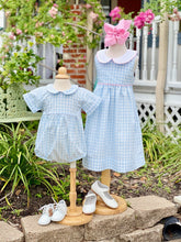 Load image into Gallery viewer, Blue &amp; White Gingham Dress w/ Pink Trim
