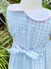 Load image into Gallery viewer, Blue &amp; White Gingham Dress w/ Pink Trim
