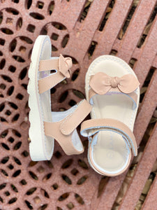 Leigh Bow Sandal w/ Velcro Closure - Latte