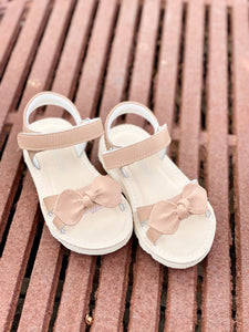 Leigh Bow Sandal w/ Velcro Closure - Latte
