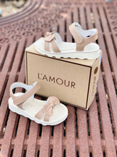 Load image into Gallery viewer, Leigh Bow Sandal w/ Velcro Closure - Latte
