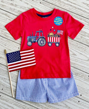 Load image into Gallery viewer, Patriotic Tractor, Flag T-Shirt and Glows in the Dark! Size 12 months only
