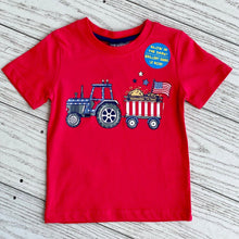 Load image into Gallery viewer, Patriotic Tractor, Flag T-Shirt and Glows in the Dark! Size 12 months only
