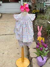 Load image into Gallery viewer, Colorful Floral Print Smocked Bloomer Set
