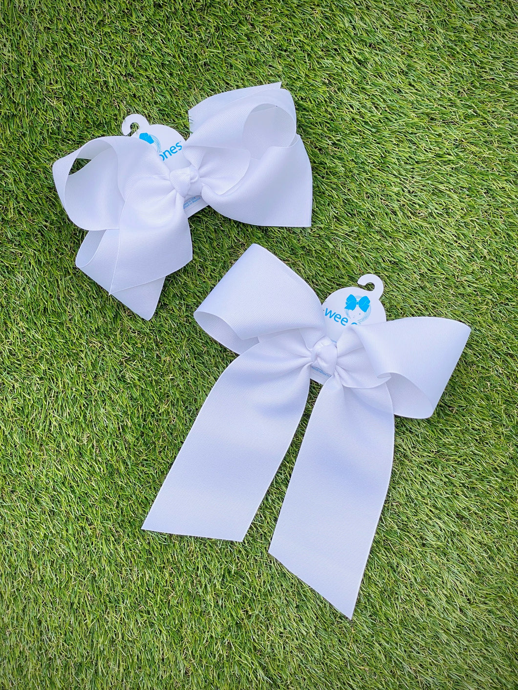 White Cheer Hairbow with Tails