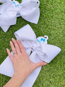 White Cheer Hairbow with Tails