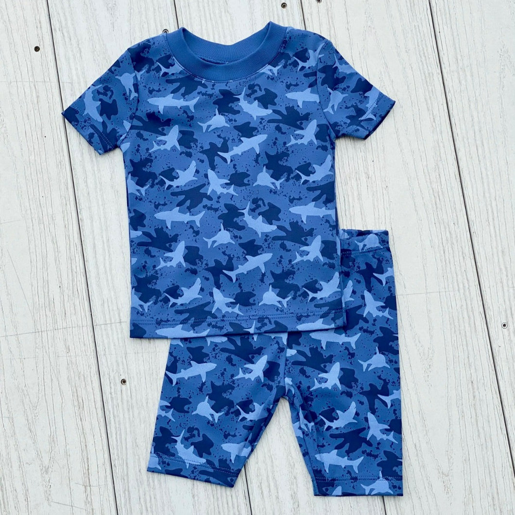 Boy's Short Pajamas in Shark Shivers
