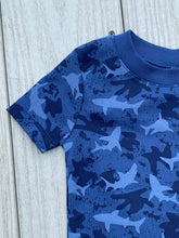 Load image into Gallery viewer, Boy&#39;s Short Pajamas in Shark Shivers

