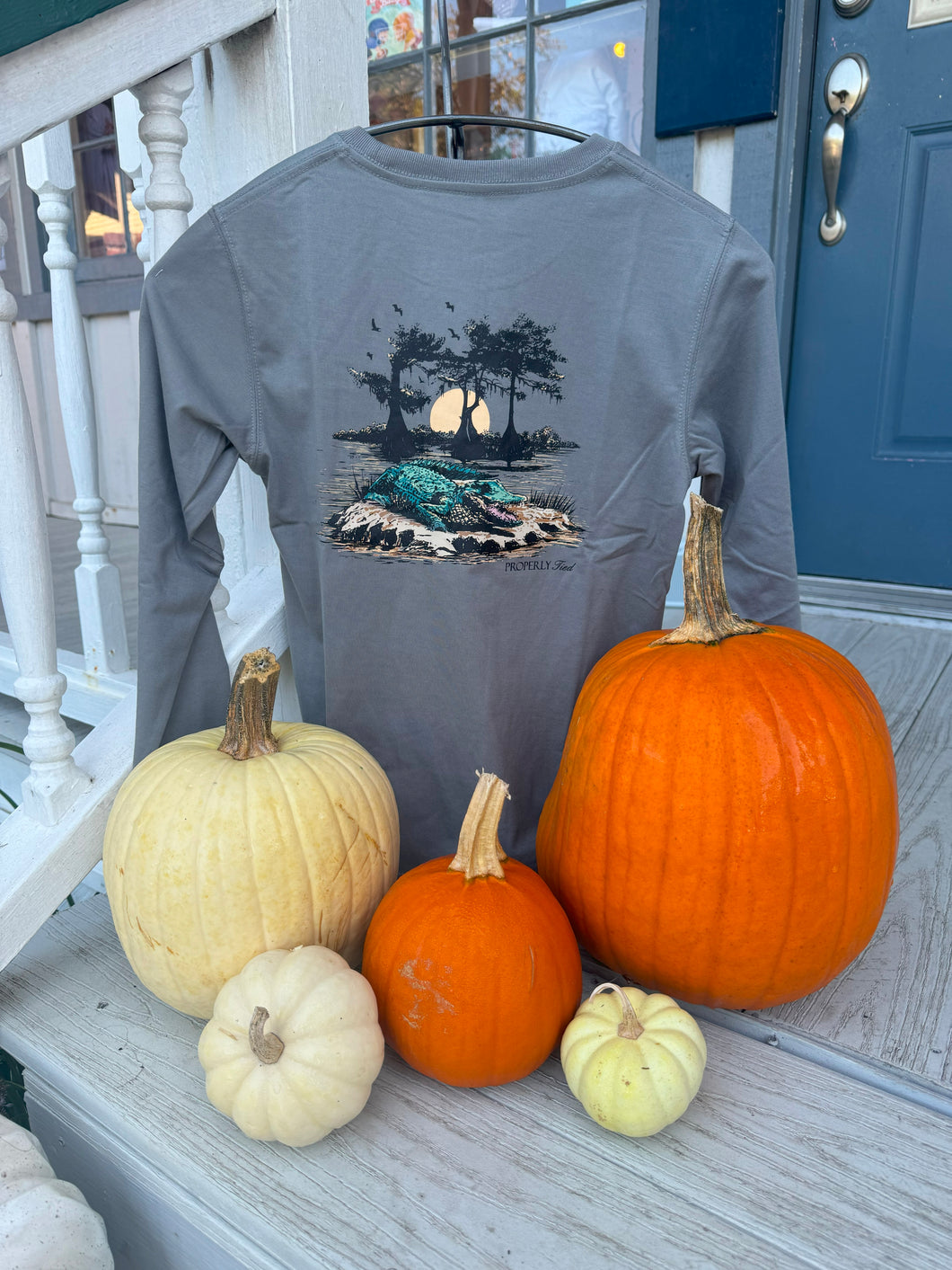 Bayou Gator on Grey -  L/S T-Shirt