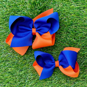 Houston Astros - 2 color Grosgrain Bow in Navy & Orange