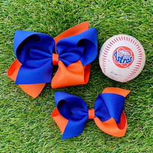 Houston Astros - 2 color Grosgrain Bow in Navy & Orange