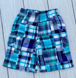Madras Plaid Shorts in shades of blue