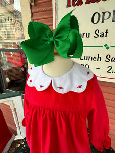 Red Corduroy Dress w/ Scalloped Collar
