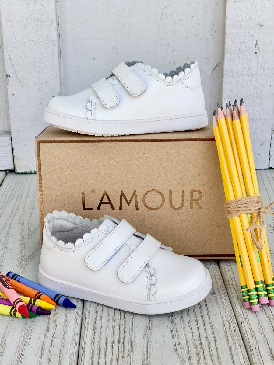 Caroline Scalloped Sneaker in White