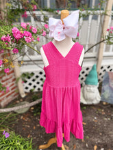 Load image into Gallery viewer, Magenta Eyelet Sundress

