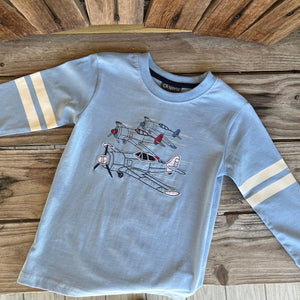 Boy's L/S "Airshow" Tee in Light Blue