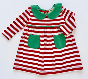L/S Stripe Dress - Red, Mint Green