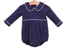 Load image into Gallery viewer, Infant Boy&#39;s L/S Knit Navy Bubble with White Trim.
