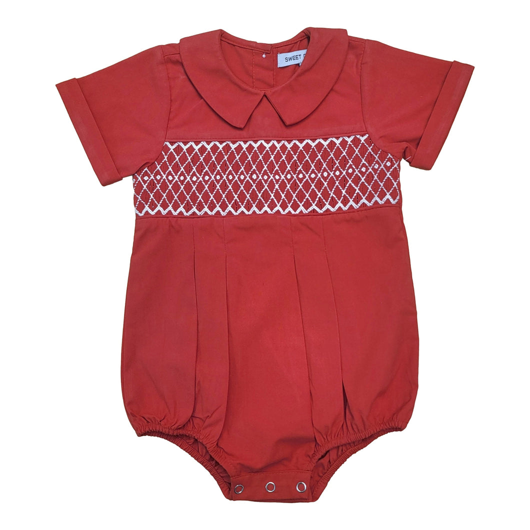 Joseph Red Smocked Boy Bubble