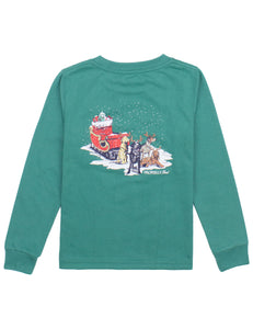 "Sleigh Dog" L/S Christmas Shirt in Teal Green
