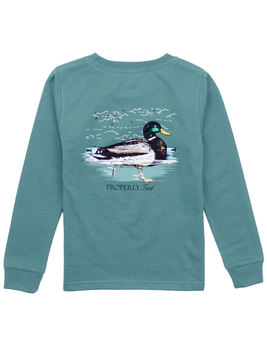 Swimming Mallard Marine Green L/S Shirt