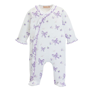 Lavender Bows Footie w/Ruffle