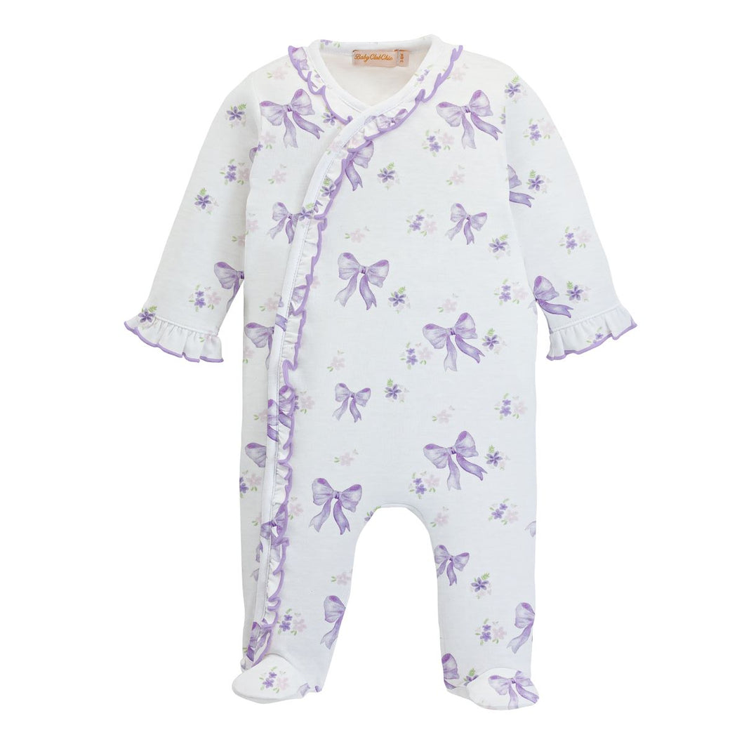Lavender Bows Footie w/Ruffle