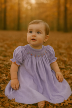 Load image into Gallery viewer, Lavender Gingham Smocked Dress
