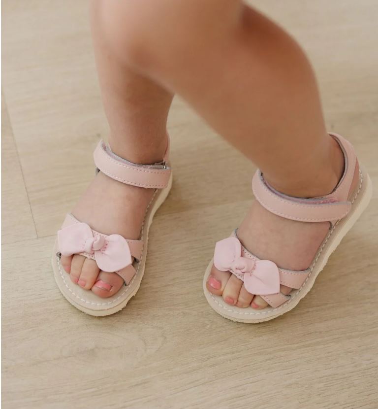 Leigh Bow Sandal w/ Velcro Closure - Pink