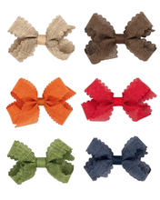 Load image into Gallery viewer, Scallop Linen Hair Bow - Medium
