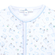 Load image into Gallery viewer, Little Golfer Print Zip Footie - Light Blue
