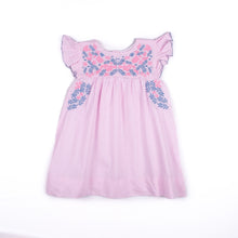 Load image into Gallery viewer, Pink Dress with Fiesta Embroidery in Blue &amp; Pink
