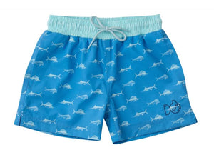 Blue Marlin on Marina Blue Board Shorts