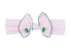 Mini Mallard Embroidered Pink Headband