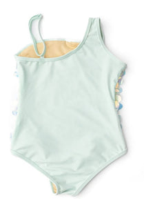 Mint Paillettes One Shoulder Swimsuit