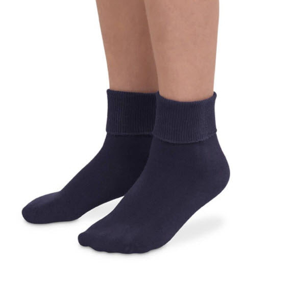 Navy Seamless Organic Cotton Turn Cuff Socks