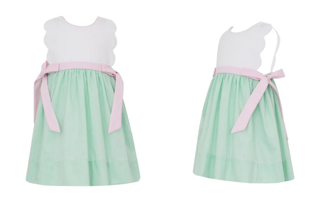 Scalloped Sundress - White, Pink & Mint