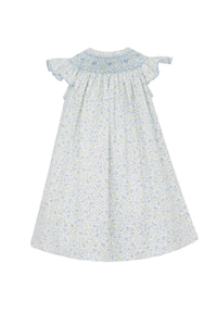Blue Floral Smocked Bishop Dress