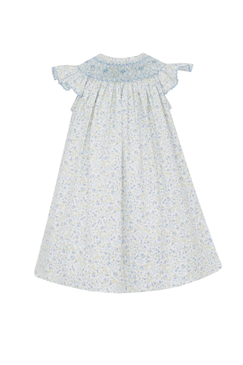 Blue Floral Smocked Bishop Dress