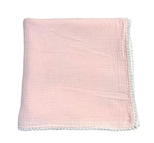 Load image into Gallery viewer, Cotton Muslim Swaddle Blanket w/ Pom-Pom Trim - Assorted styles
