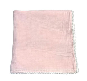 Cotton Muslim Swaddle Blanket w/ Pom-Pom Trim - Assorted styles