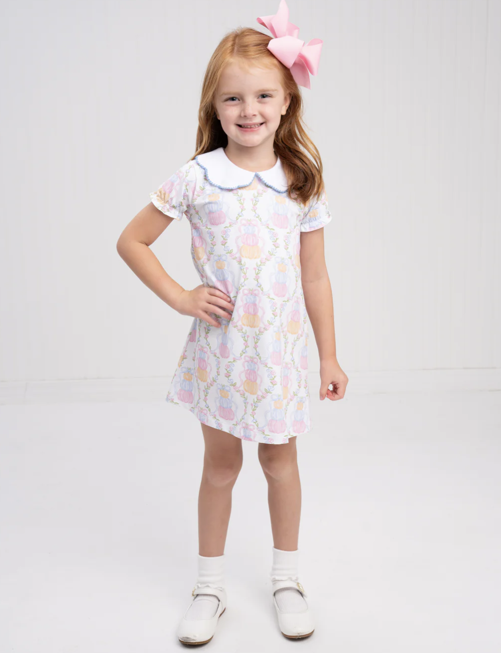 Presley Kait Pumpkin Bow Trellis Dress