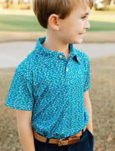 Load image into Gallery viewer, Performance Polo - Fishing Lures on Blue
