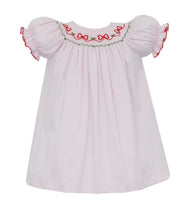 Load image into Gallery viewer, Red Bows Pink Knit Bishop Dress
