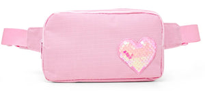 Pink Sequin Heart Belt Bag