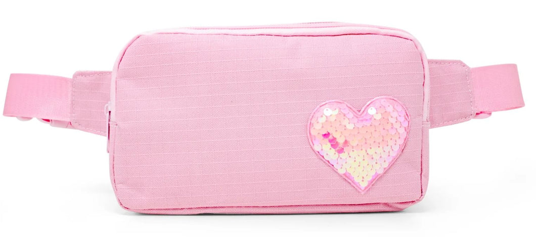Pink Sequin Heart Belt Bag
