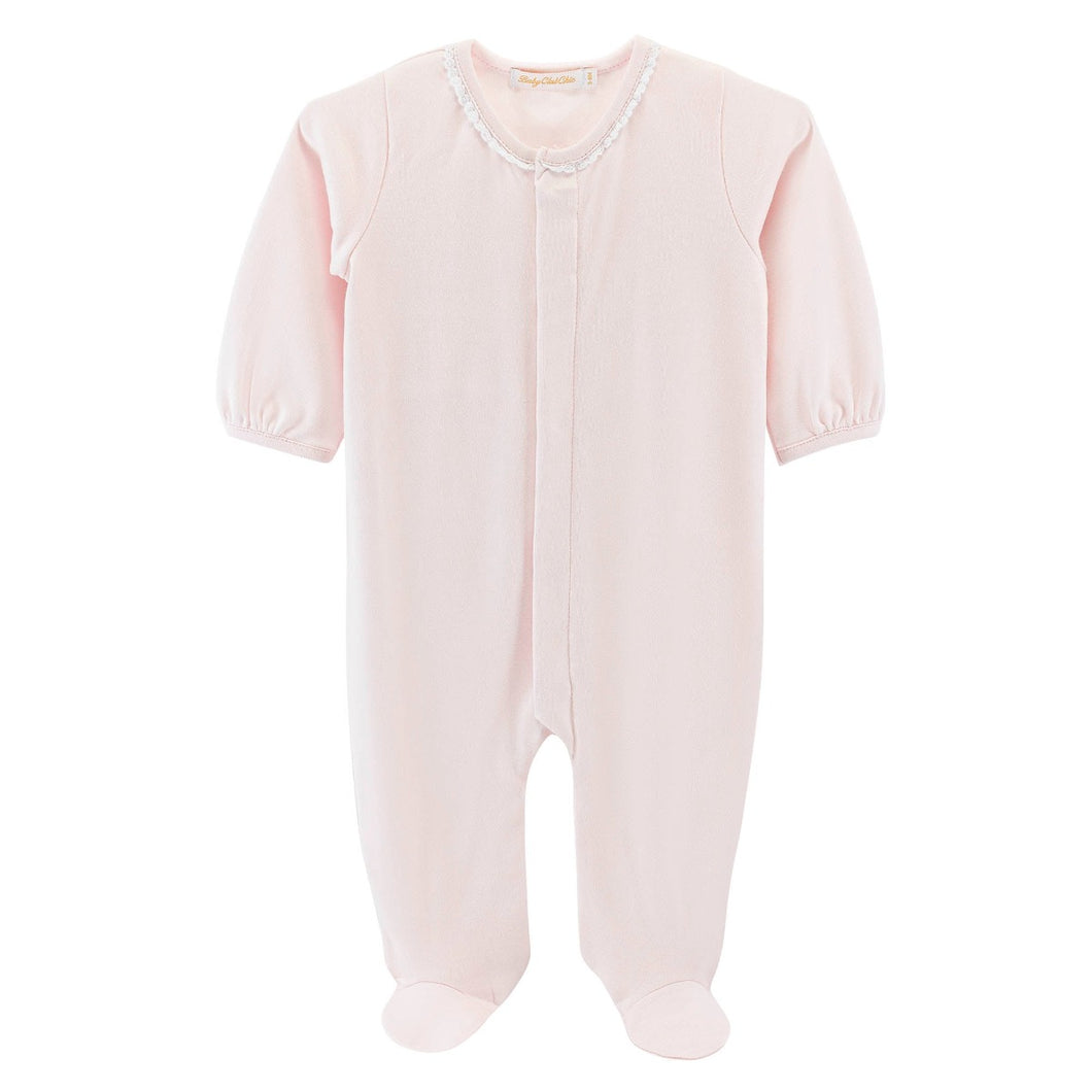Light Pink Footie with Lace Trim
