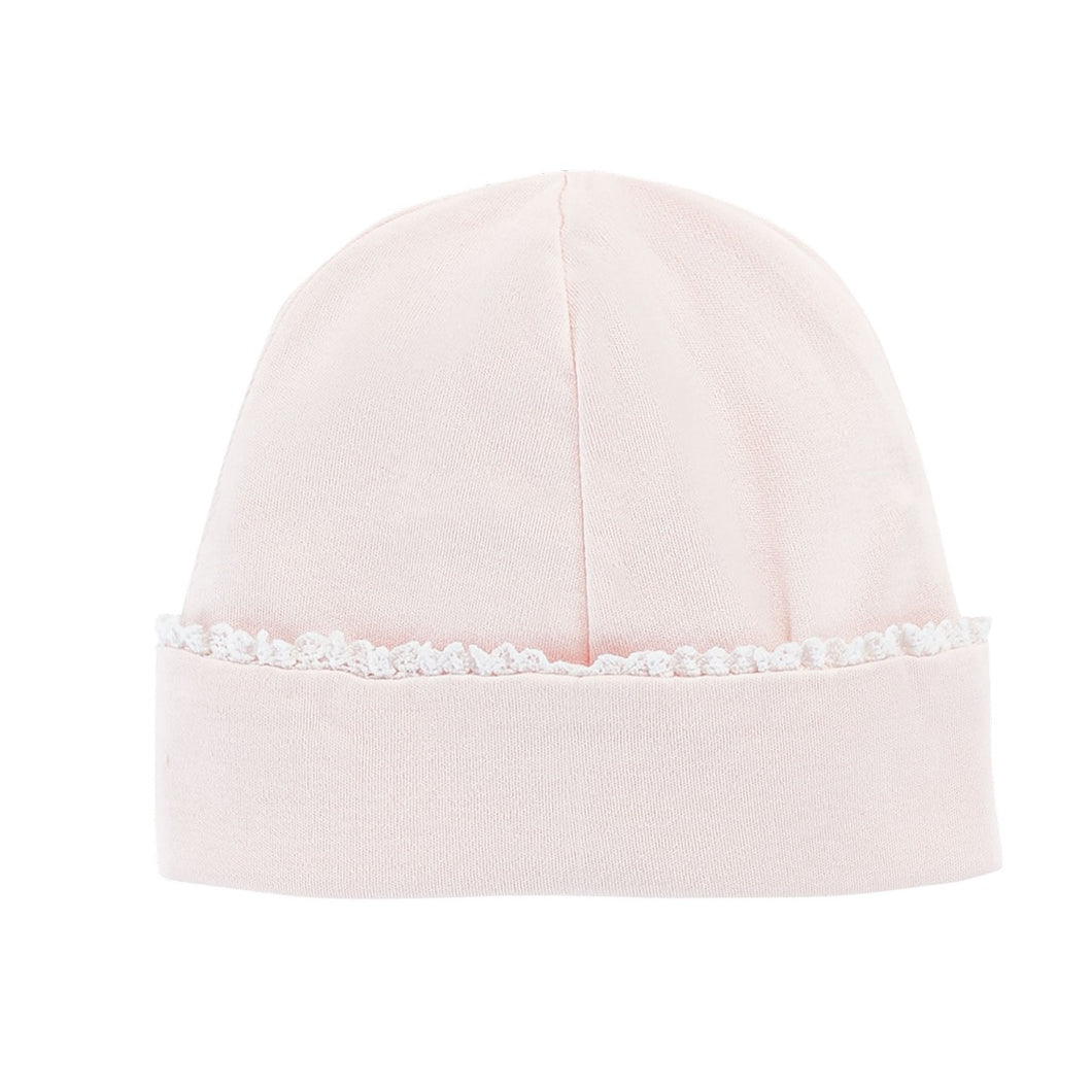 Lace Trim Pink Hat