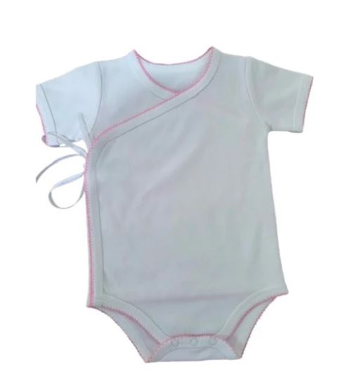 Pink Picot Crossover Onesie